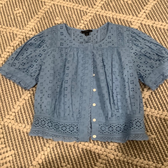 J. Crew Blue Eyelet Blouse - Picture 4 of 8